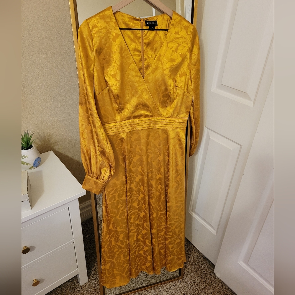 Collectif Mustard Long Sleeve Dress